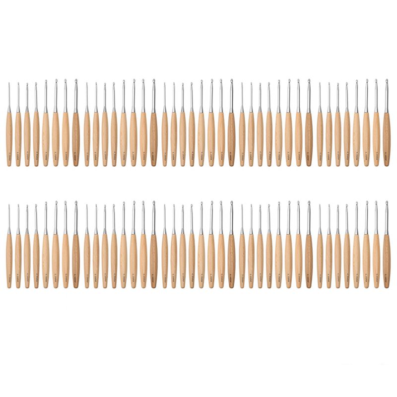 Wooden Crochet Hooks Ergonomic Handle - ชุดตะขอถักไม้ SEWS-80 ชิ้น ขนาด 3.0 มม.