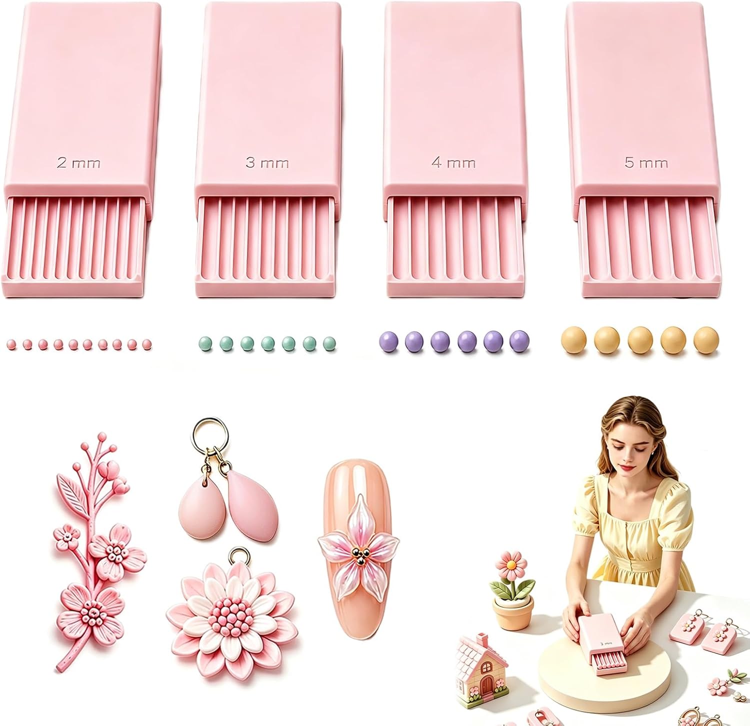 Craft Tools - เครื่องมือทำลูกบอลเจล 3D สำหรับงานปั้นดินเหนียว, ลูกกลิ้งลูกปัดสำหรับตกแต่งเล็บด้วยเจล 3D |