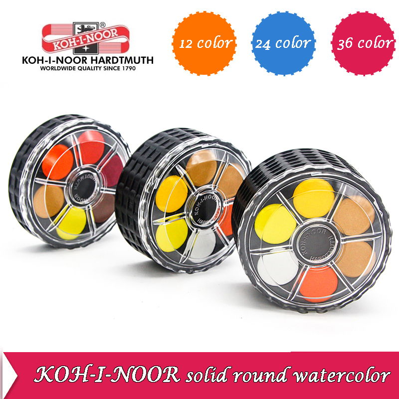 Watercolor Paint Set Solid Pigment - KOH-I-NOOR Solid สีน้ําแบบพกพาล้อ Stack Pack 12/24/36/48