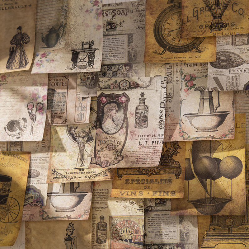 สติกเกอร์วินเทจ60ชิ้น + วัสดุก - Vintage Junk Journal Scrapbooking Paper บทวิจารณ์และราคา