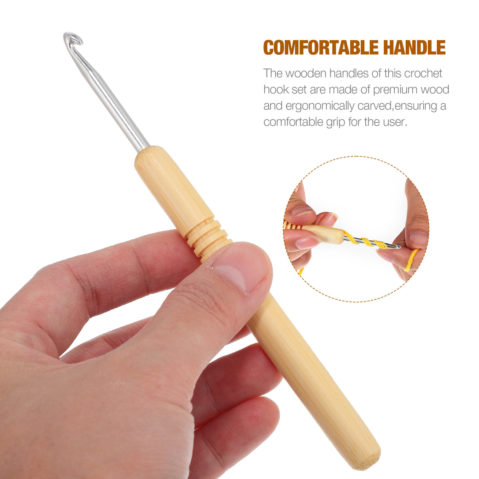 ชุดเข็มโครเชต์ไม้ 1 ชุด ขนาดต่ - Wooden Crochet Hooks Ergonomic Handle บทวิจารณ์และราคา