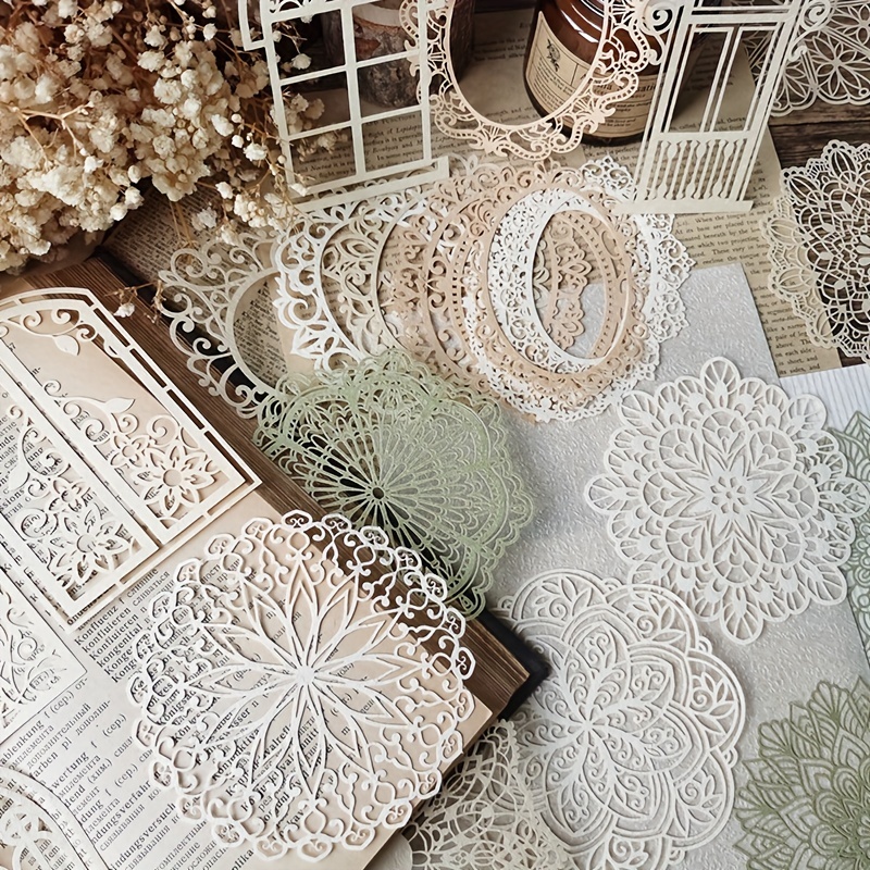 10 ชิ้น Vintage Lace Hollow วั - Vintage Junk Journal Scrapbooking Paper บทวิจารณ์และราคา