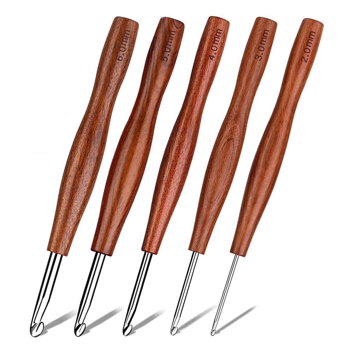 AT16 เข็มโครเชต์ 5 ชิ้น, เข็มโ - Wooden Crochet Hooks Ergonomic Handle บทวิจารณ์และราคา