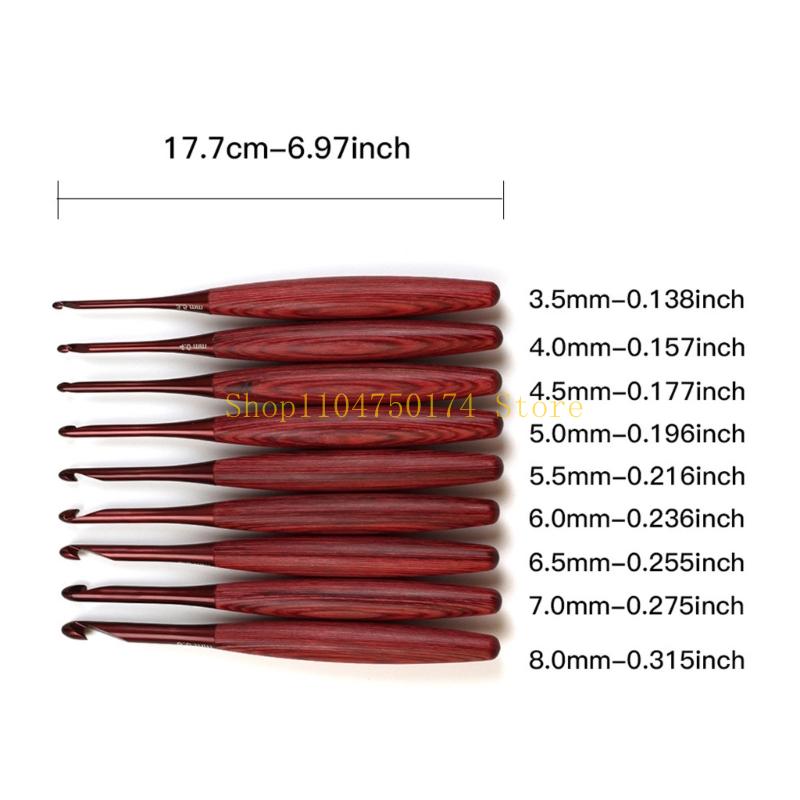 9ชิ้นด้ามไม้อลูมิเนียมโครเชต์ต - Wooden Crochet Hooks Ergonomic Handle บทวิจารณ์และราคา