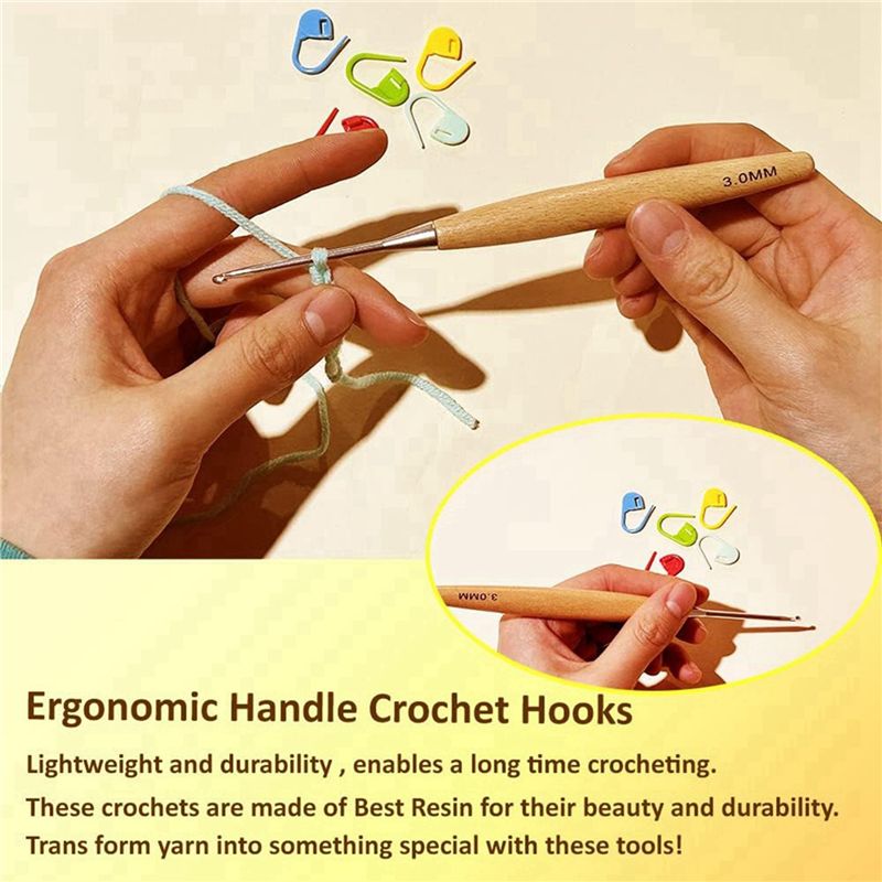 ชุดตะขอถักไม้ SEWS-80 ชิ้น ขนา - Wooden Crochet Hooks Ergonomic Handle บทวิจารณ์และราคา