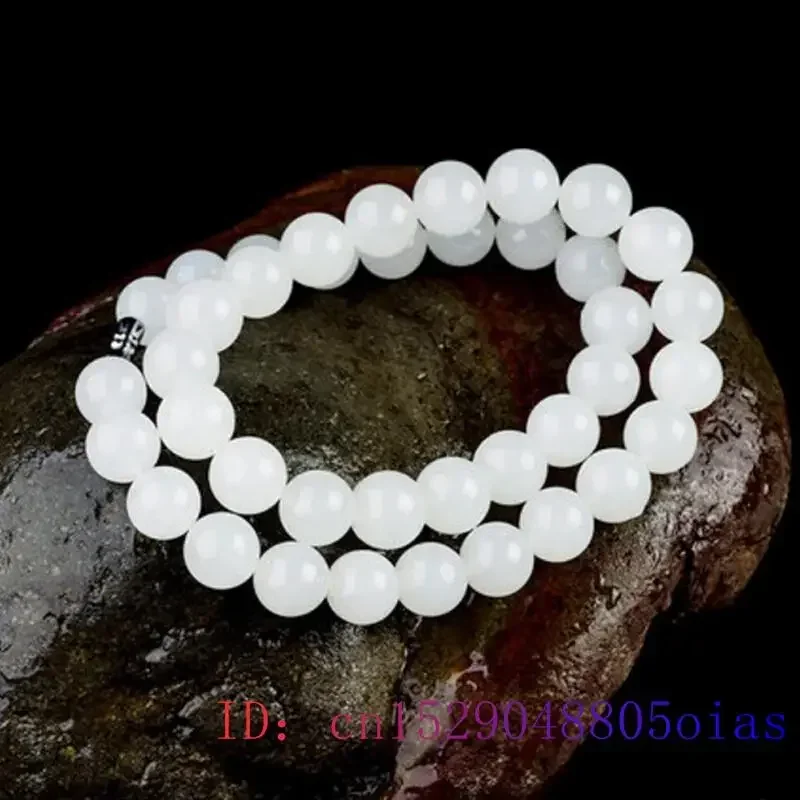 สีขาวหยกลูกปัดสร้อยคอลูกปัดธรร - Beading บทวิจารณ์และราคา