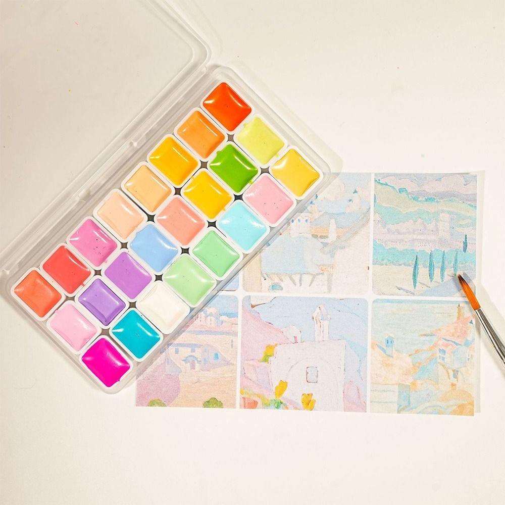 ชุดสีน้ำ 24 สี พลาสติก 1 มล. ต - Watercolor Paint Set Solid Pigment บทวิจารณ์และราคา