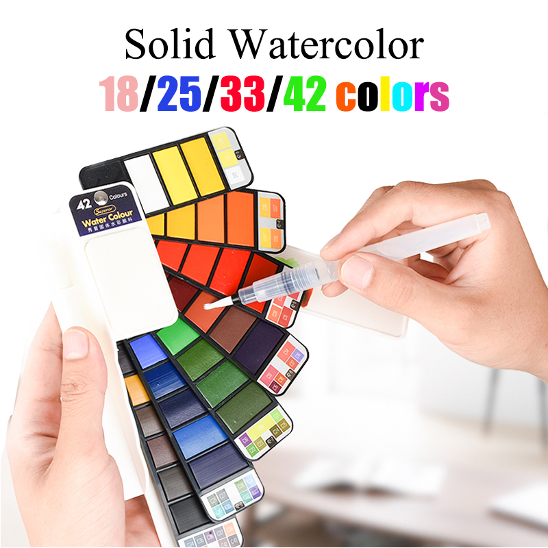 18/25/33/42 สีทึบสีน้ำชุดWhirl - Watercolor Paint Set Solid Pigment บทวิจารณ์และราคา