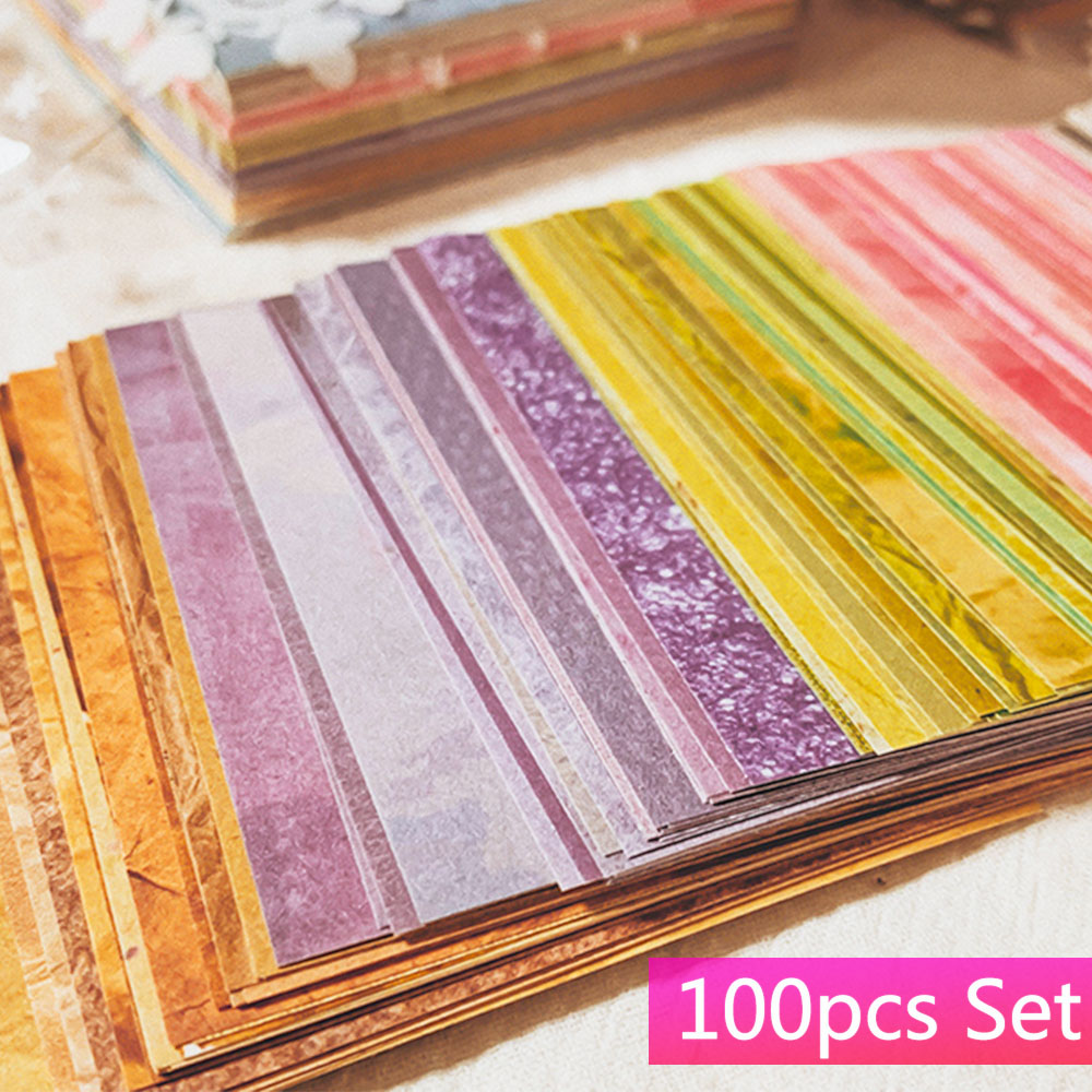 100 ชิ้นพื้นผิวที่มีสีสันพื้นห - Vintage Junk Journal Scrapbooking Paper บทวิจารณ์และราคา