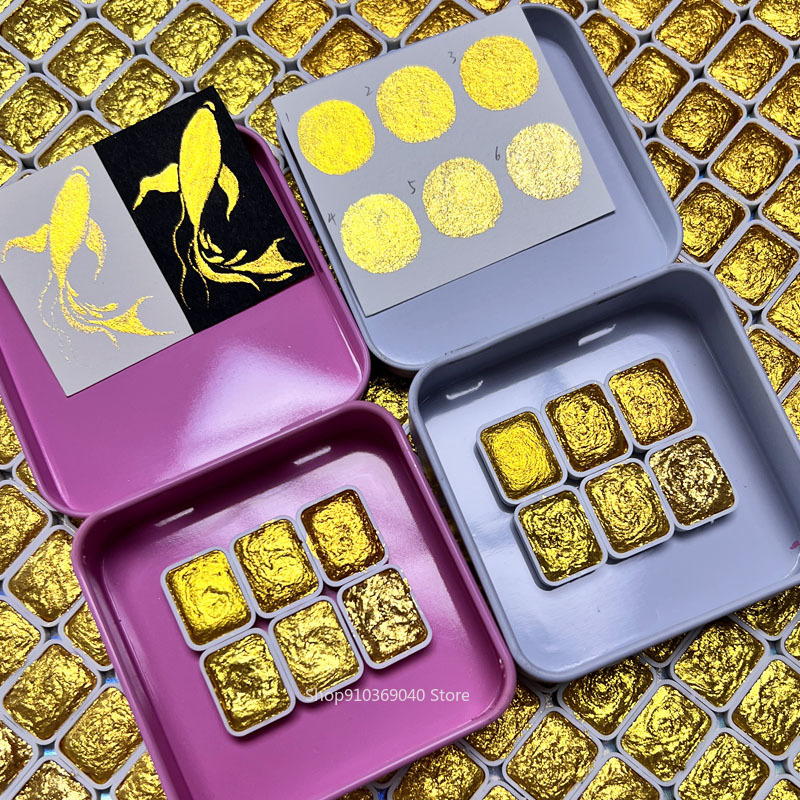 Golden Pearlescent Pigment Sol - Watercolor Paint Set Solid Pigment บทวิจารณ์และราคา