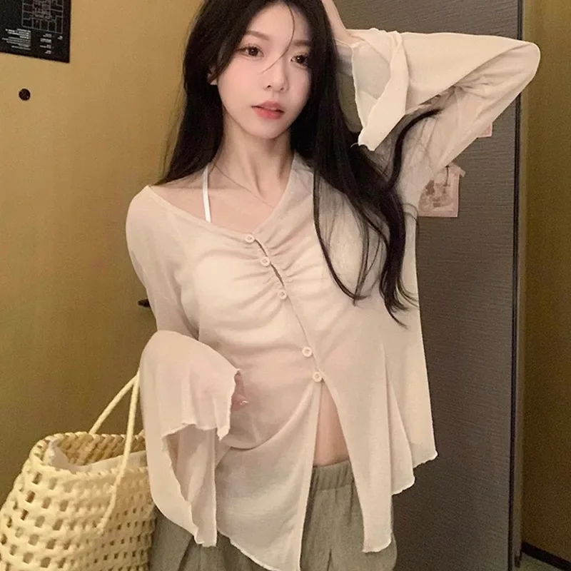 เสื้อเชิ้ตแขนบานโปร่ง - เสื้อเ - Embroidery บทวิจารณ์และราคา