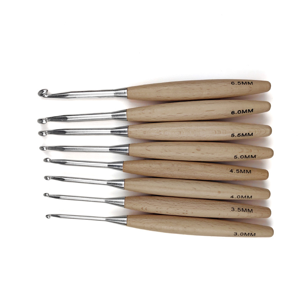 8 ชิ้นไม้ถัก Hooks16.5 เซนติเม - Wooden Crochet Hooks Ergonomic Handle บทวิจารณ์และราคา