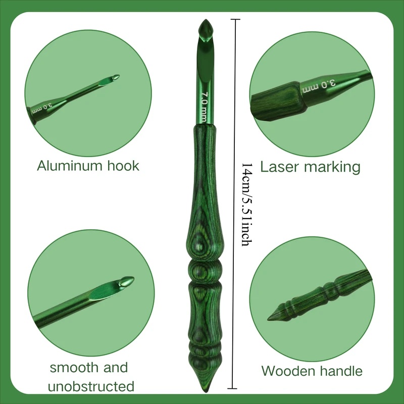 ชุดเข็มโครเชต์ 8 ชิ้น ขนาด 3.0 - Wooden Crochet Hooks Ergonomic Handle บทวิจารณ์และราคา
