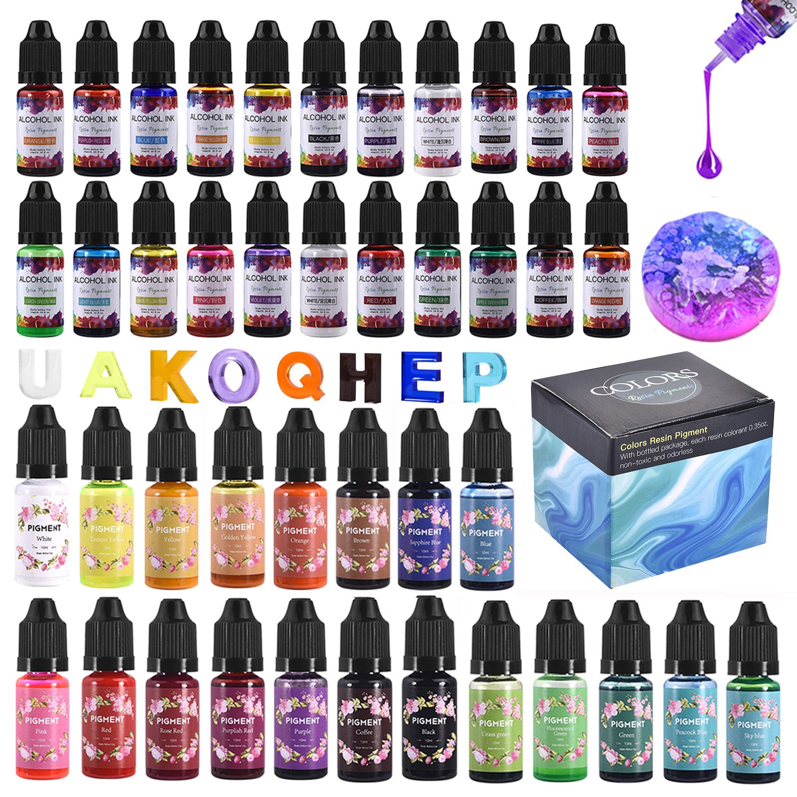 1 ชุดเรซิ่นPigment Kit Artหมึก - Silicone Epoxy Resin Molds Set บทวิจารณ์และราคา